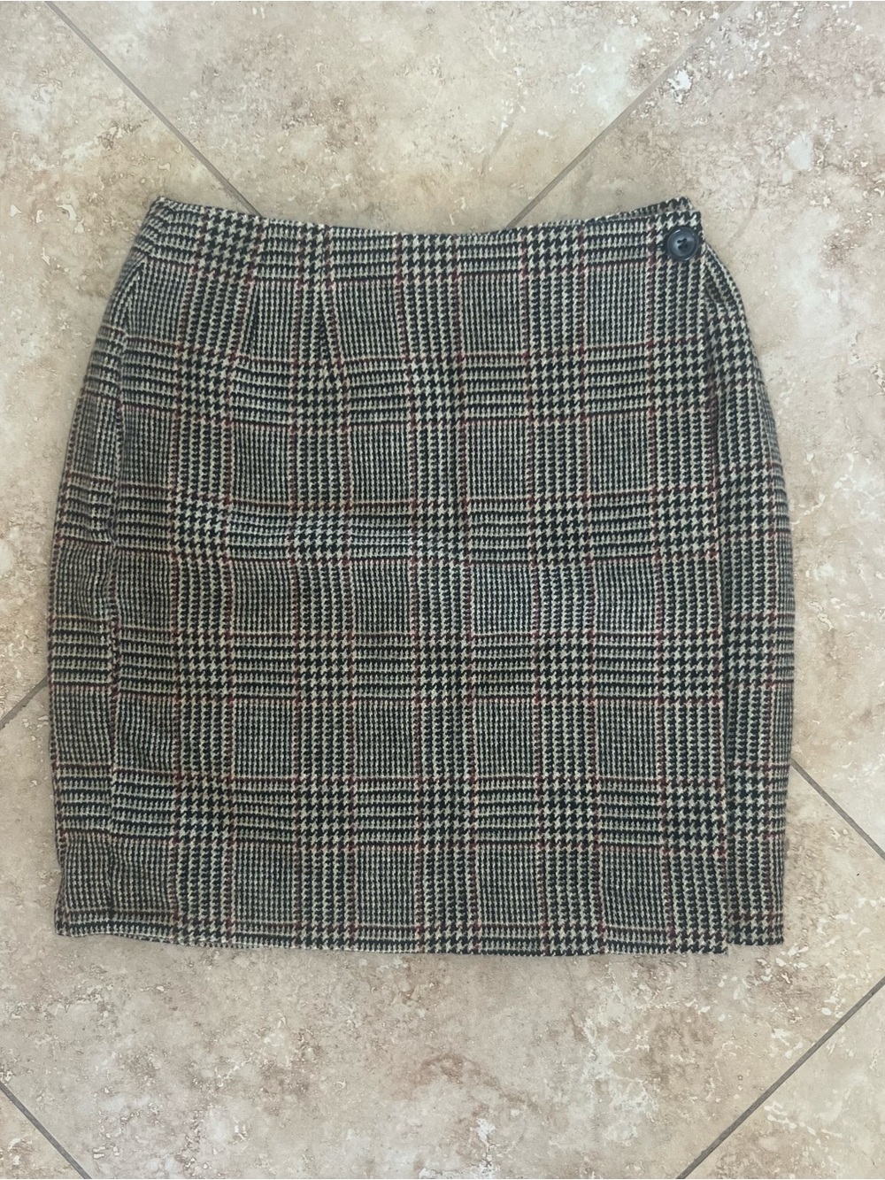 Plaid Mini Skirt in Black and Brown